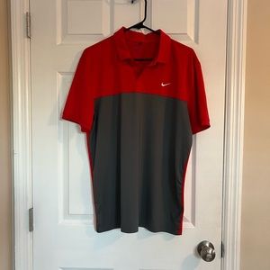 Men’s Nike red and gray golf shirt, size medium
